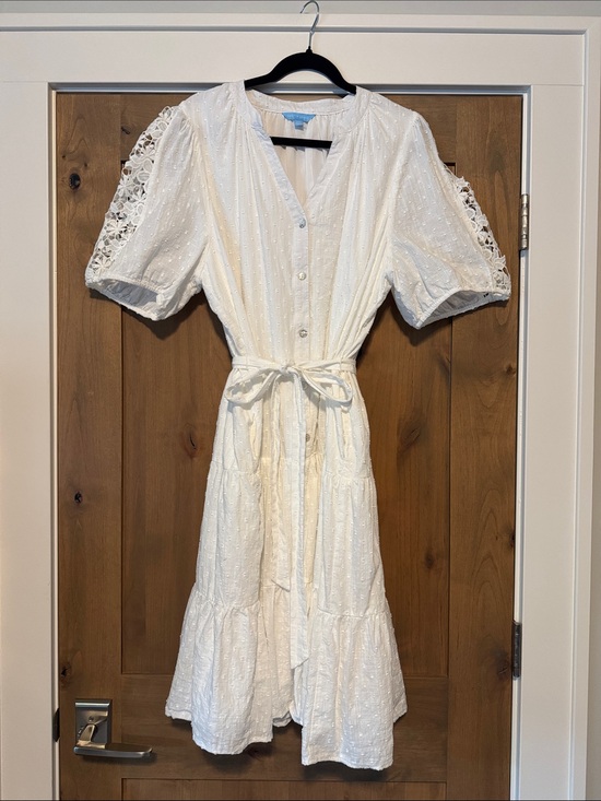 Draper James Dresses & Skirts - Draper James White Swiss dot Midi Dress Womens XXL lace puff sleeves Cotton